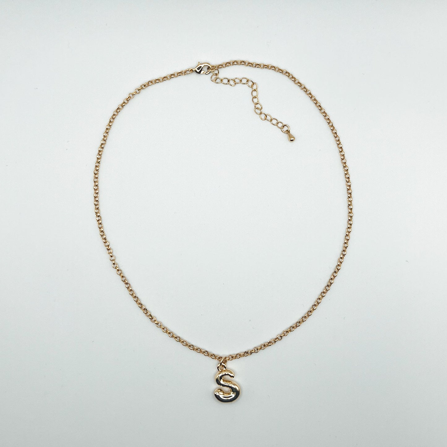 Cable Chain and Bubble Initial Necklace