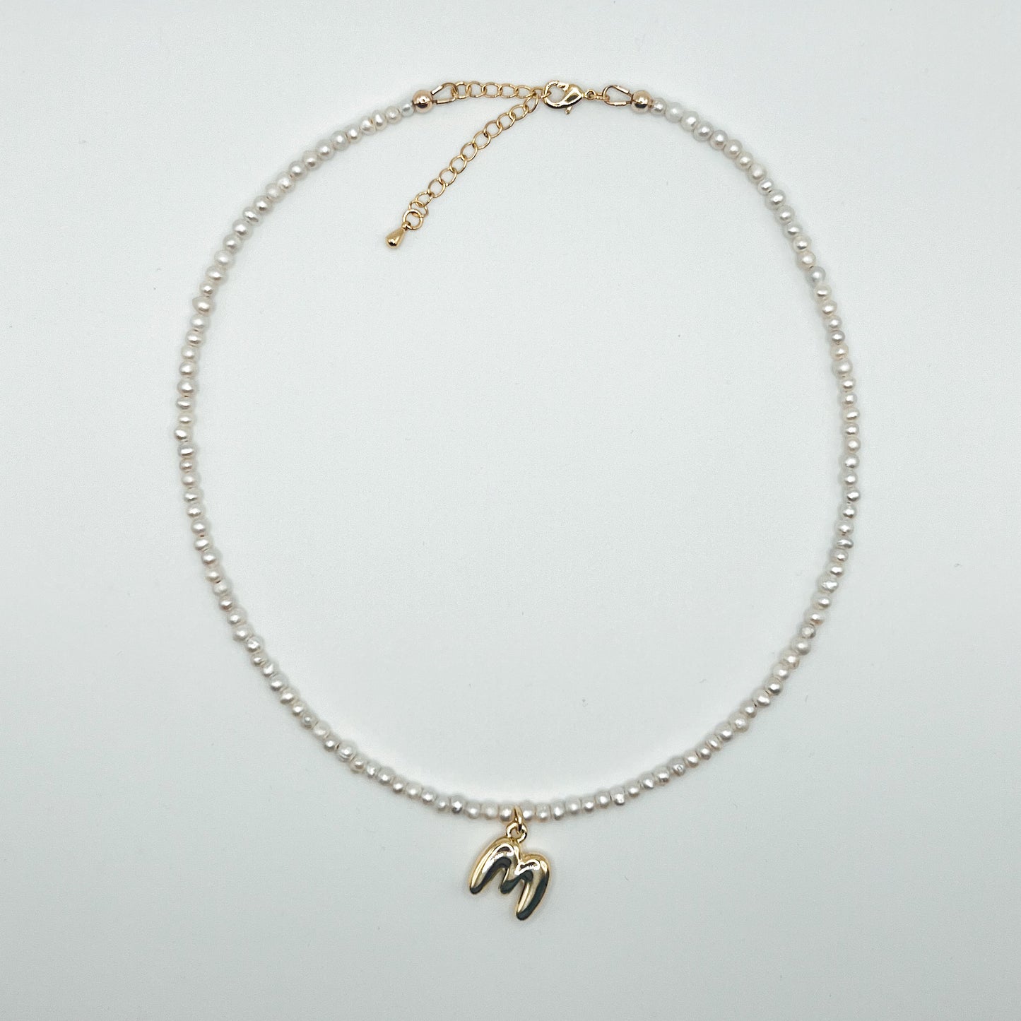 Pearl Bubble Initial Necklace