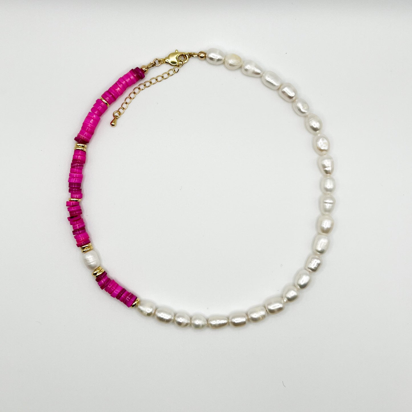 Hot Pink Shell and Pearl Necklace